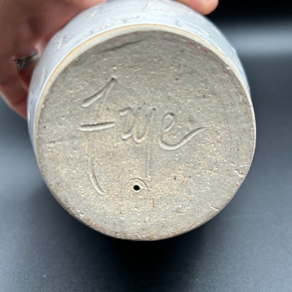 Frye Pottery White Glazed Owl Sculpture Signed Studio Gingko Leaf Rustic Owl - Picture 8 of 8